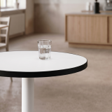 Mesa Da Bistro ALFA R fi 68 blanca con canto negro mate