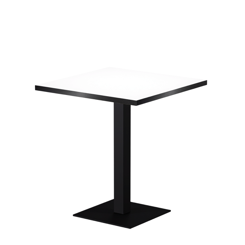 Mesa Da Bistro ALFA S 68x68 blanca con canto negro mate