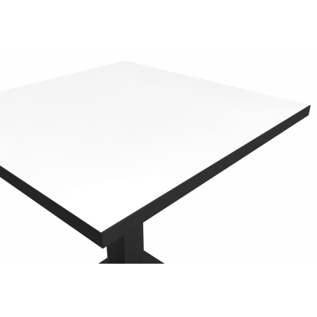 Mesa Da Bistro ALFA S 68x68 blanca con canto negro mate