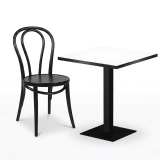 Mesa Da Bistro ALFA S 68x68 blanca con canto negro mate