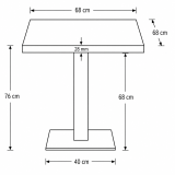 Mesa Da Bistro ALFA S 68x68 blanca con canto negro mate
