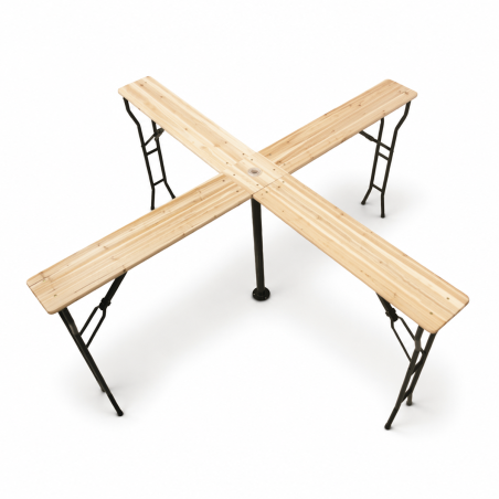 Mesa para jardín cervecero WOODY CROSS 241x241 abeto