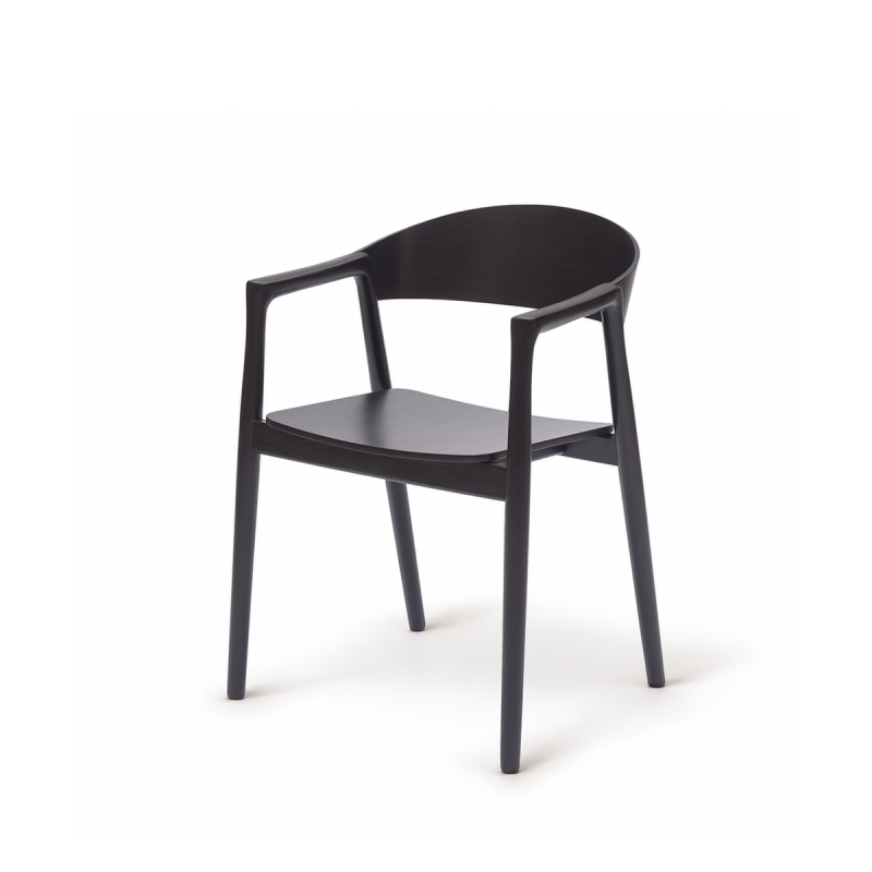 La silla de restaurante de madera ARDEN negro