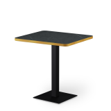Mesa Da Bistro ALFA 68x68 piedra gris seca con borde redondeado y dorado
