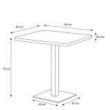 Mesa Da Bistro ALFA 68x68 piedra gris seca con borde redondeado y dorado