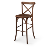 Silla de bar CROSS-BACK WOOD BAR rústico oscuro
