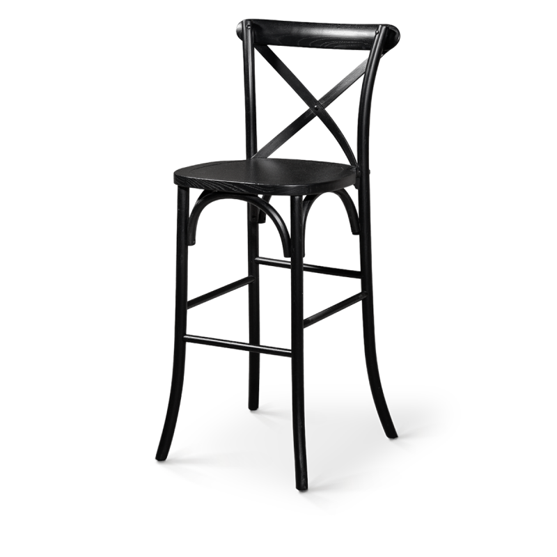 Silla de bar CROSS-BACK WOOD BAR negro