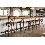 Silla de bar CROSS-BACK WOOD BAR nogal